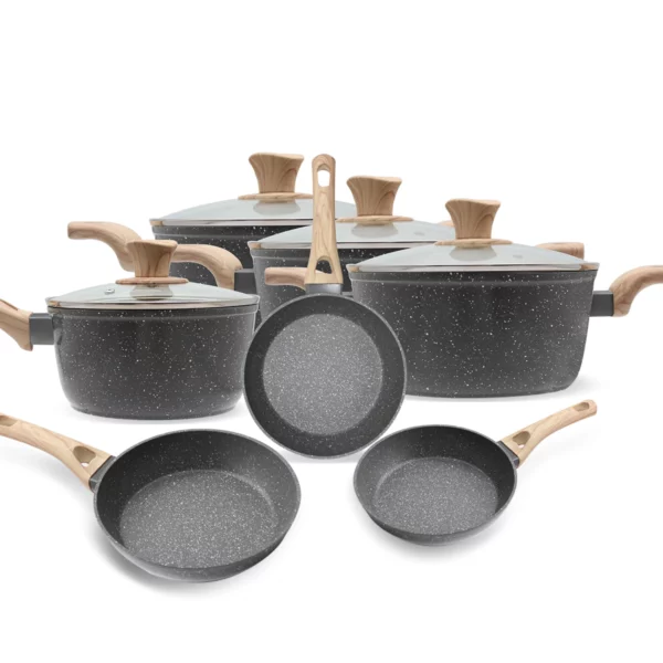 Panelas de cerâmica de indução 7 peças fundo-triplo antiaderente-Dolce Home