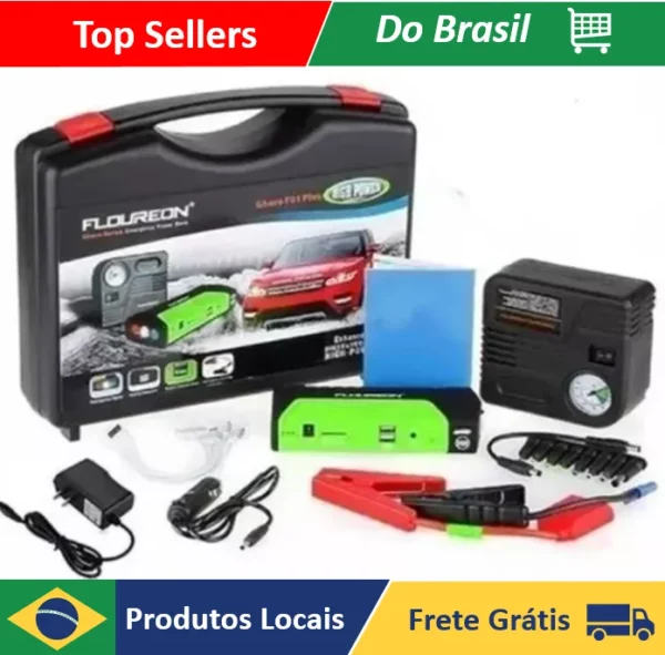 Auxiliar Partida Bateria Veicular Chupeta Usb Maleta Bivolt