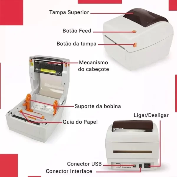 Impressora térmica de código de barras e etiquetas - Image 4